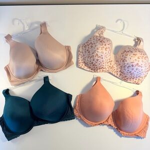Lot of 4 Bras 38DD Coral Aerie, Animal Print Playtex, Joyspun, Secret Treasures